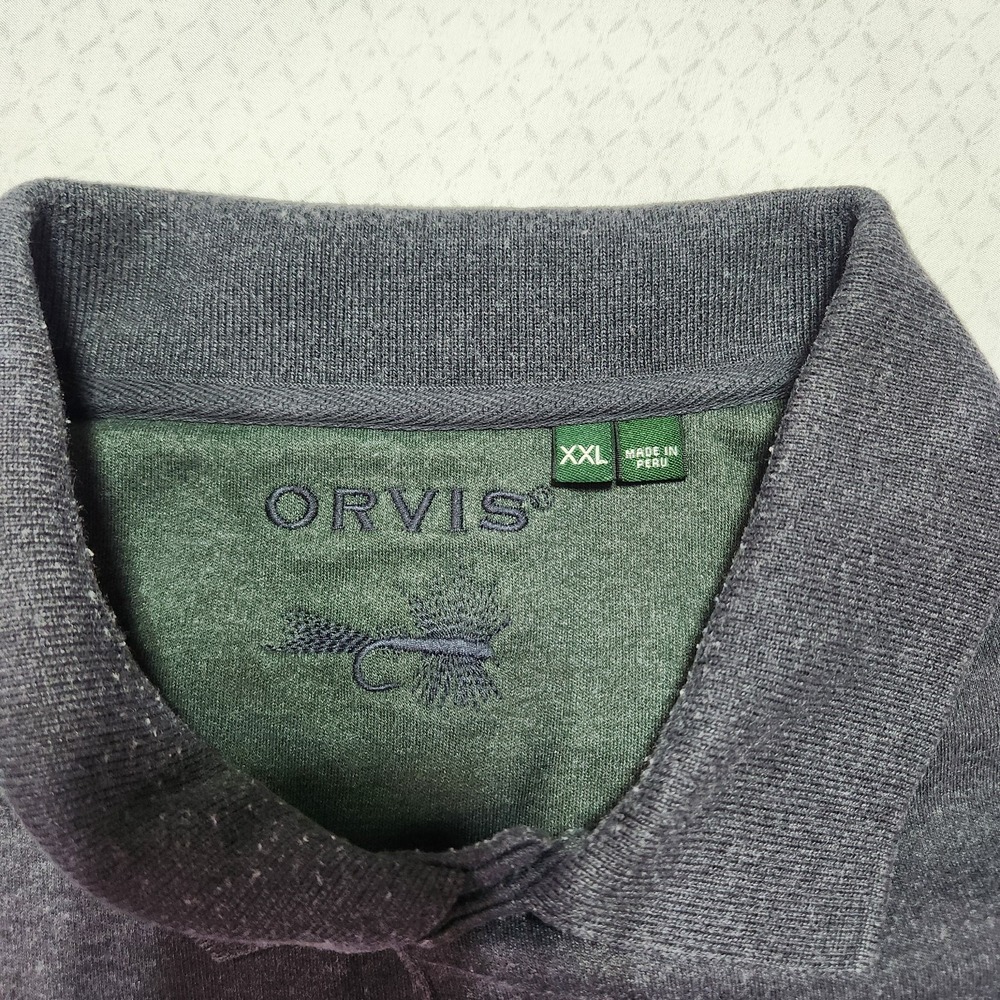 Orvis Fly Fishing Men's Grey Embroidered Polo Short Sleeve 2XL - Picture 2 of 6